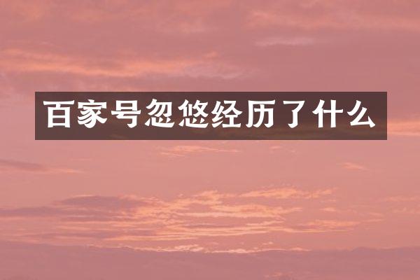 百家号忽悠经历了什么