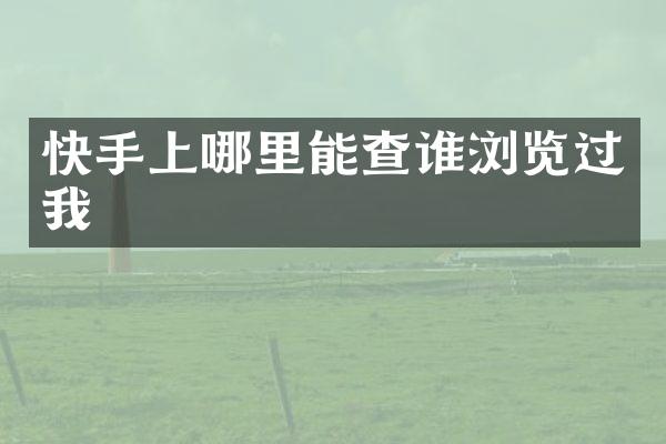 快手上哪里能查谁浏览过我