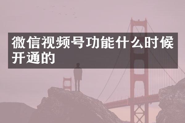 微信视频号功能什么时候开通的