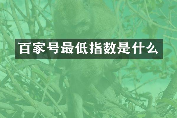 百家号最低指数是什么
