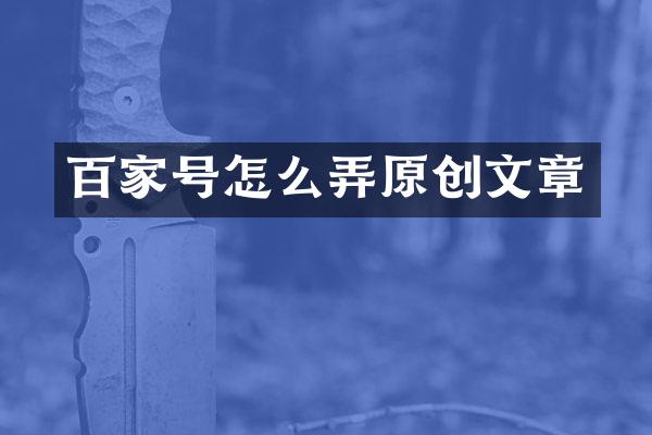 百家号怎么弄原创文章