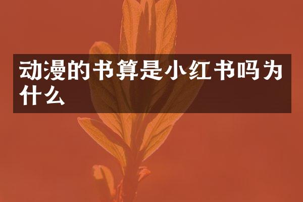动漫的书算是小红书吗为什么
