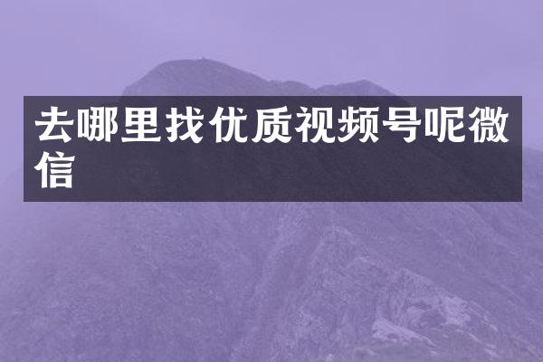 去哪里找优质视频号呢微信
