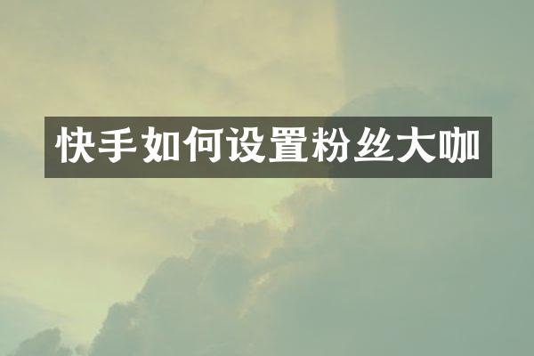 快手如何设置粉丝大咖