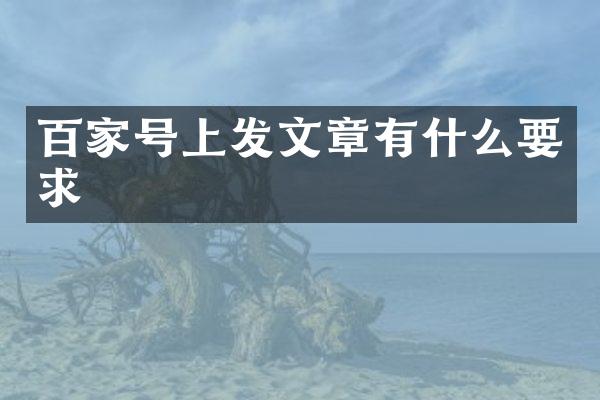 百家号上发文章有什么要求