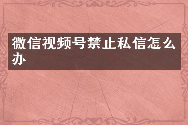微信视频号禁止私信怎么办