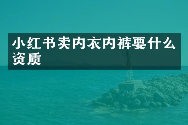小红书卖内衣内裤要什么资质