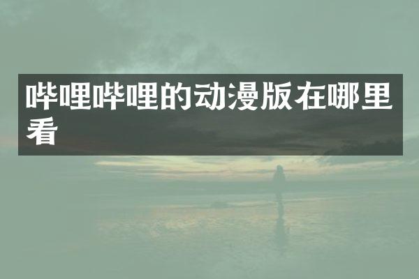 哔哩哔哩的动漫版在哪里看