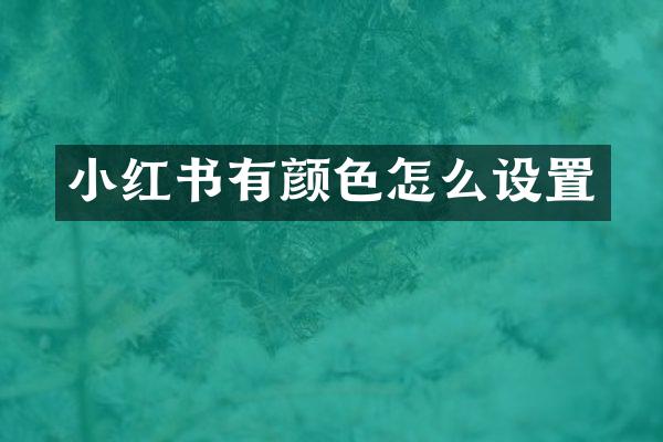 小红书有颜色怎么设置