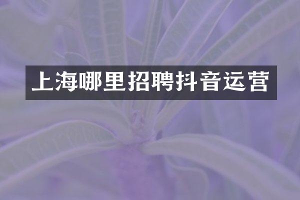 上海哪里招聘抖音运营