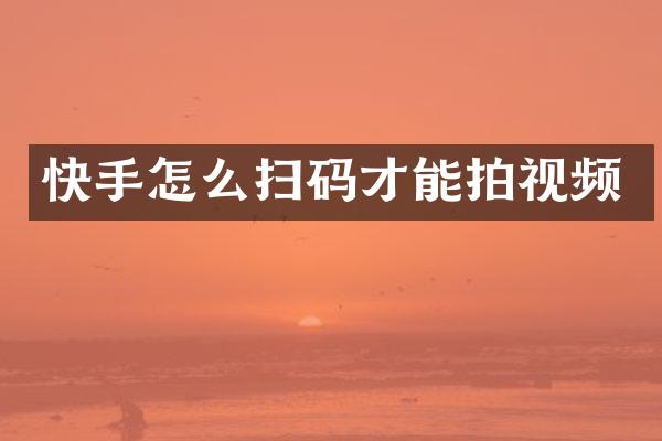 快手怎么扫码才能拍视频