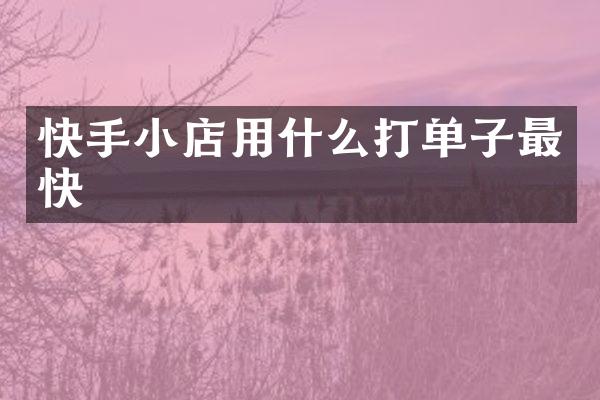 快手小店用什么打单子最快