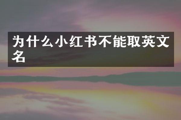 为什么小红书不能取英文名