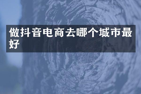 做抖音电商去哪个城市最好
