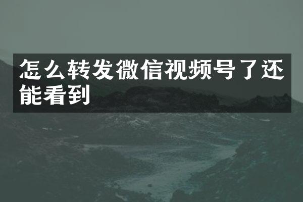 怎么转发微信视频号了还能看到