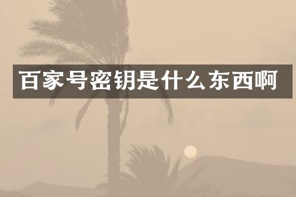 百家号密钥是什么东西啊