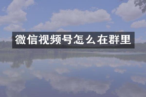微信视频号怎么在群里