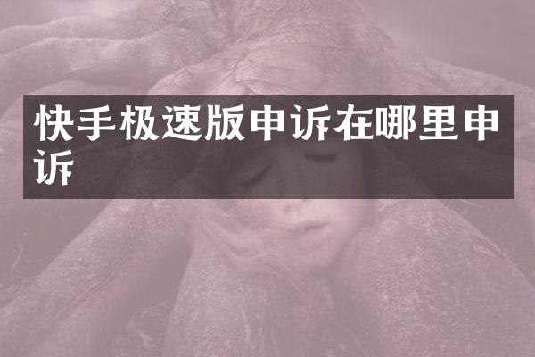 快手极速版申诉在哪里申诉