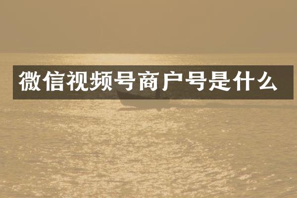微信视频号商户号是什么