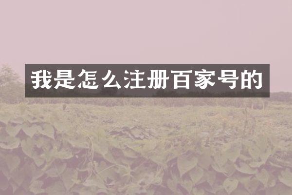 我是怎么注册百家号的
