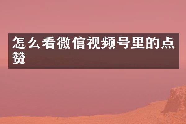 怎么看微信视频号里的点赞