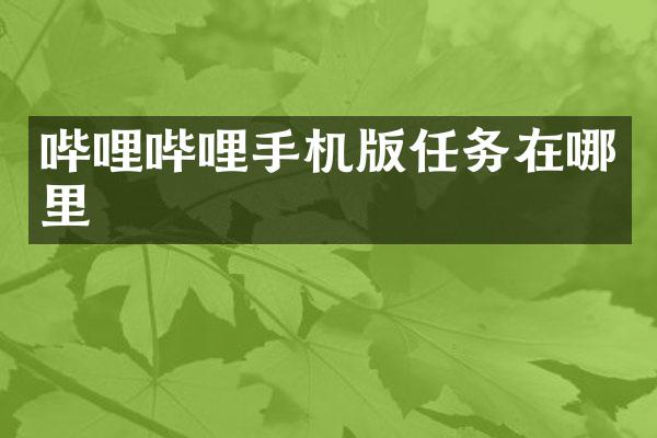 哔哩哔哩手机版任务在哪里