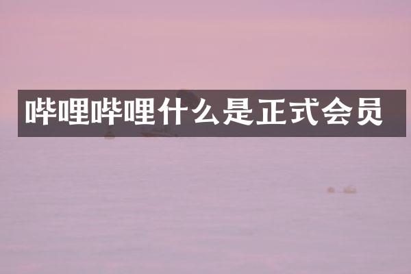 哔哩哔哩什么是正式会员