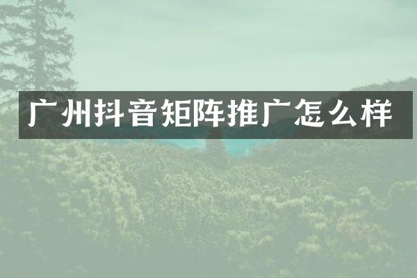 广州抖音矩阵推广怎么样