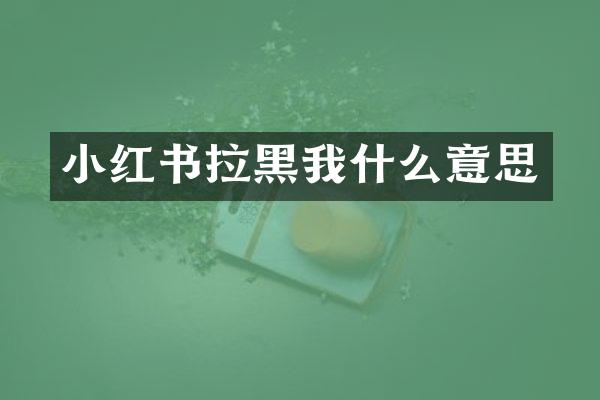 小红书拉黑我什么意思