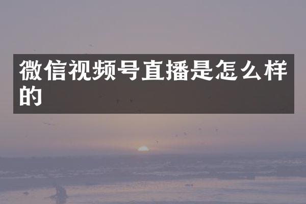 微信视频号直播是怎么样的