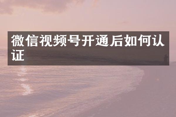 微信视频号开通后如何认证