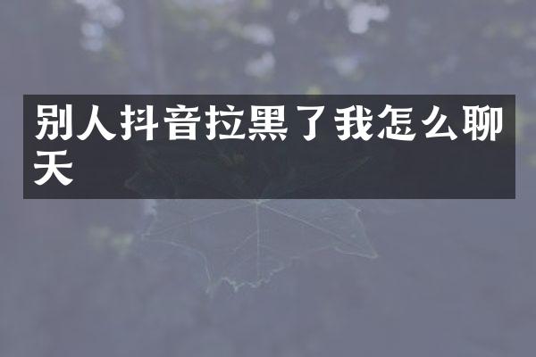 别人抖音拉黑了我怎么聊天