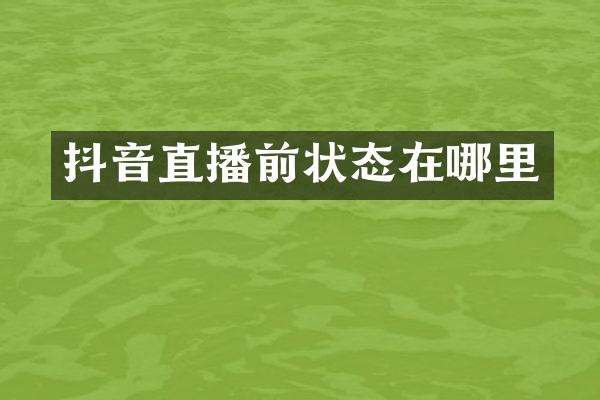 抖音直播前状态在哪里