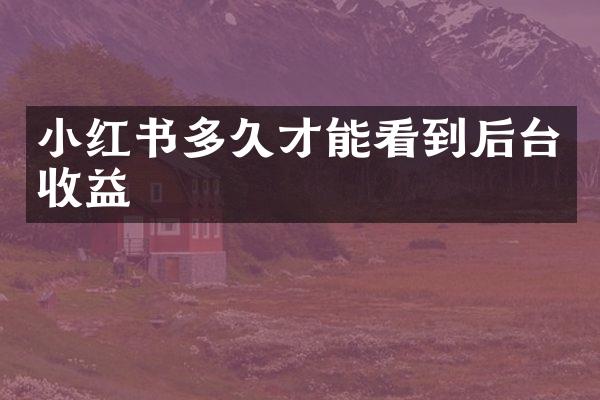 小红书多久才能看到后台收益