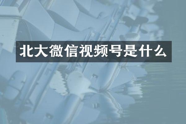 北大微信视频号是什么