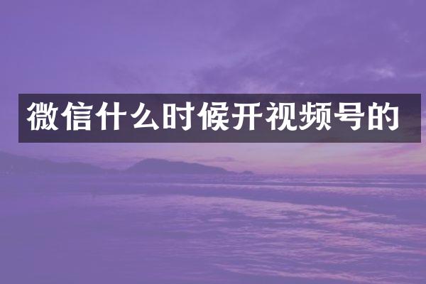 微信什么时候开视频号的