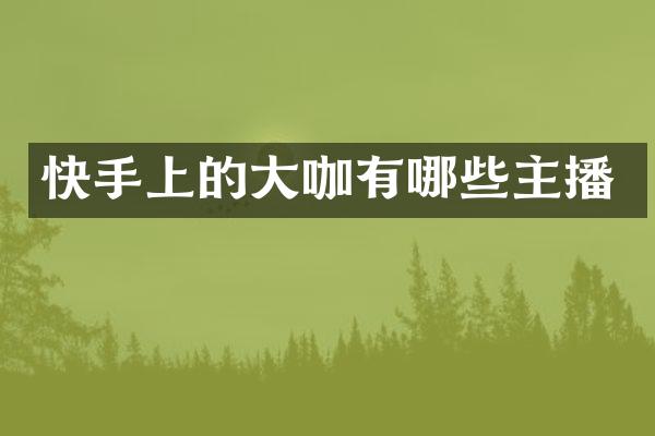 快手上的大咖有哪些主播