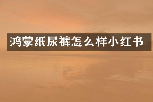 鸿蒙纸尿裤怎么样小红书