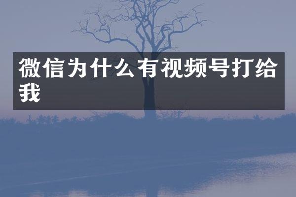 微信为什么有视频号打给我