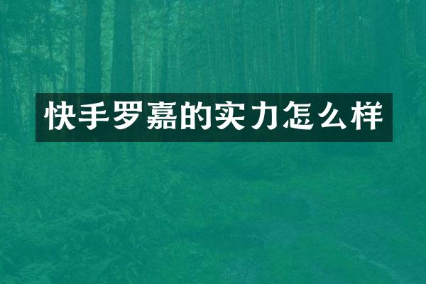 快手罗嘉的实力怎么样