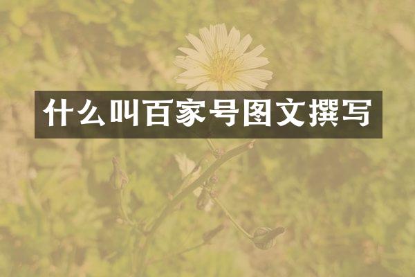 什么叫百家号图文撰写