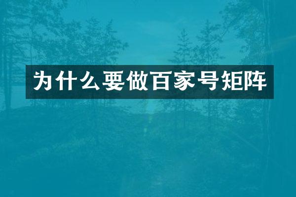 为什么要做百家号矩阵