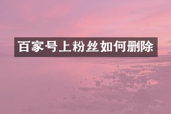 百家号上粉丝如何删除