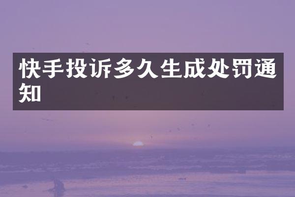 快手投诉多久生成处罚通知