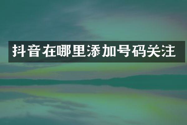 抖音在哪里添加号码关注