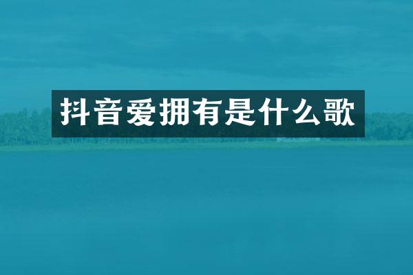 抖音爱拥有是什么歌