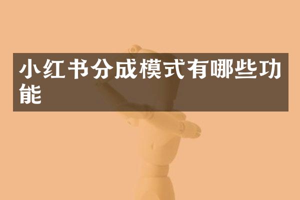 小红书分成模式有哪些功能