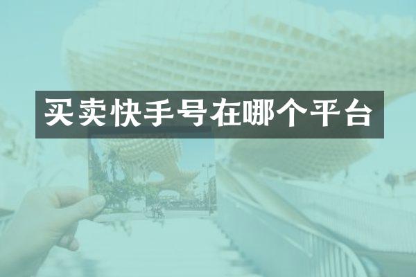 买卖快手号在哪个平台