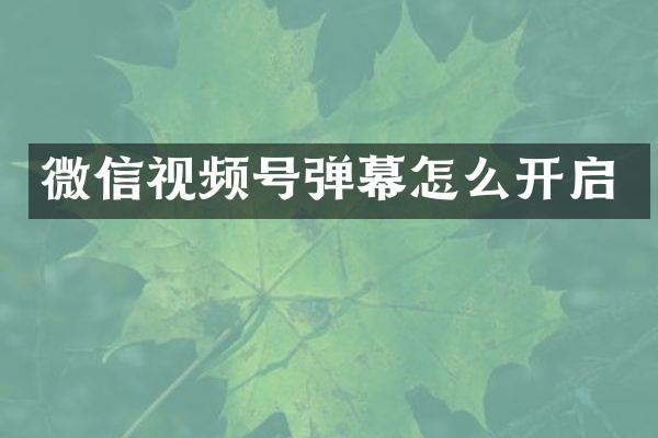 微信视频号弹幕怎么开启