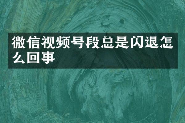 微信视频号段总是闪退怎么回事